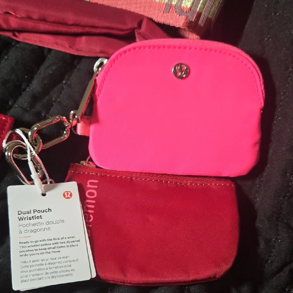 lululemon athletica Burgundy And Pink Cosmetic Bag Trio
